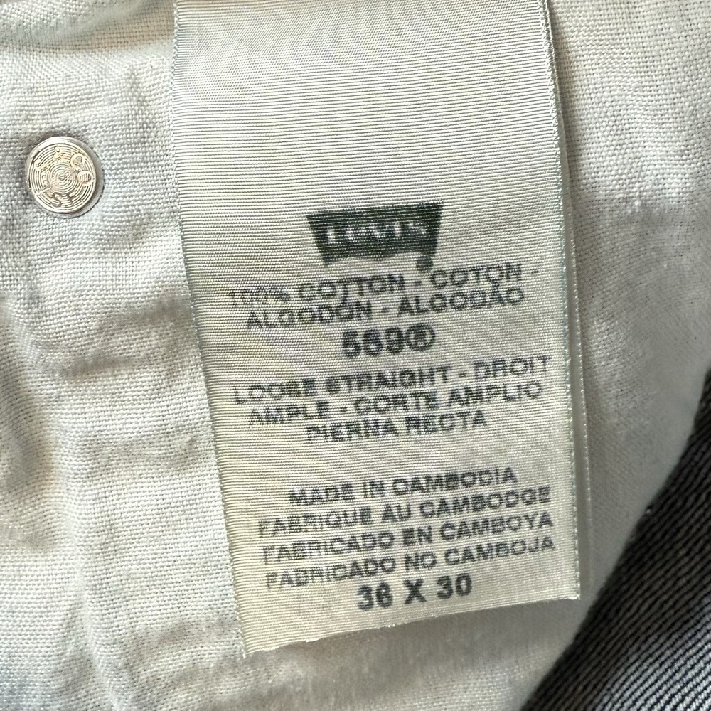 Levi's 569 Men's 36x30 (Actual 36x28) Loose Straight Denim Blue Jeans Y2K Baggy - Picture 7 of 9